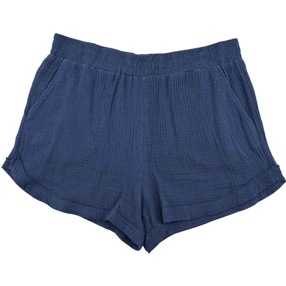 100% Cotton C&C California Blue Gauze Relaxed Lounge Shorts XL High Rise Pocket - Picture 1 of 10